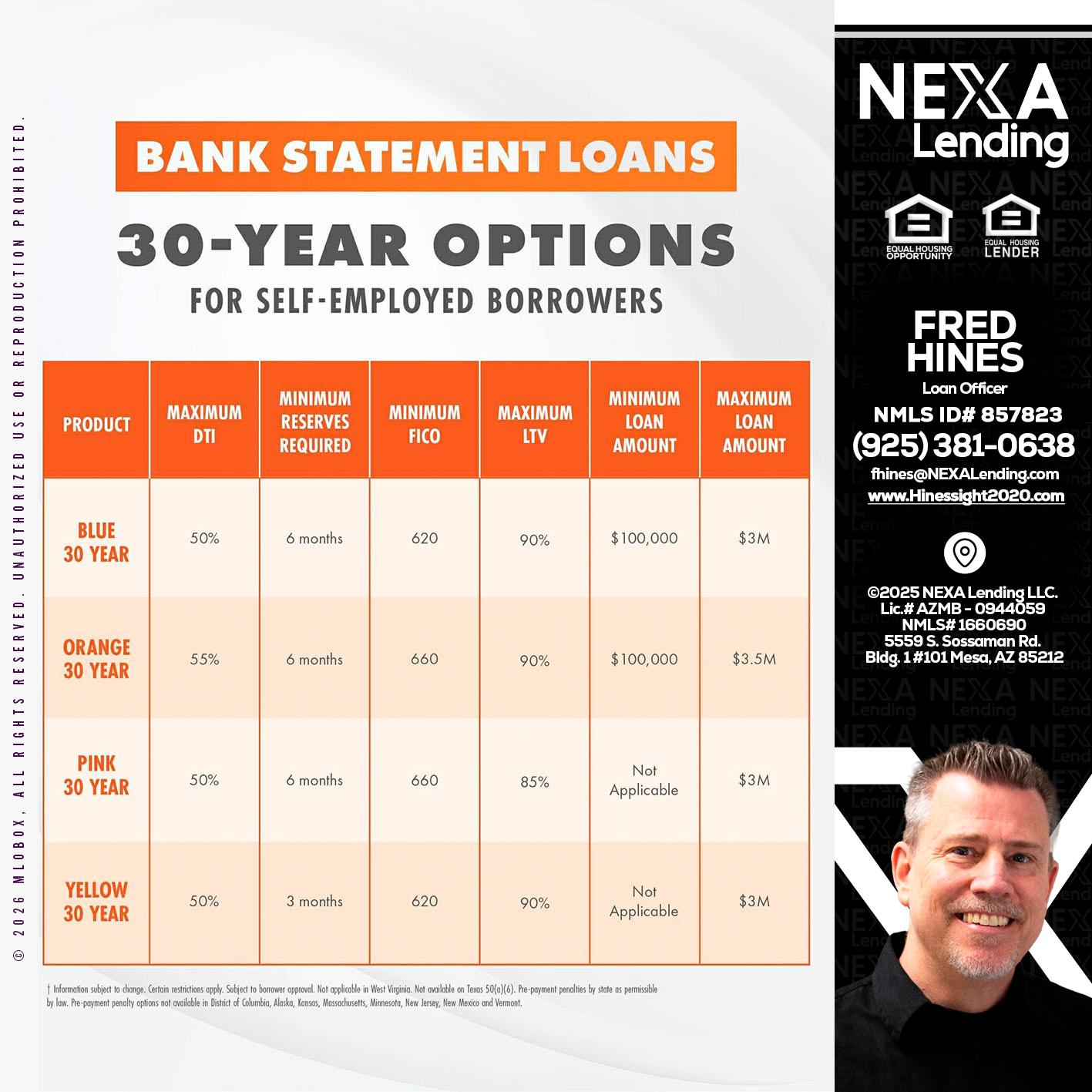 30 YEARS OPTIONS - Fred Hines -Loan Officer